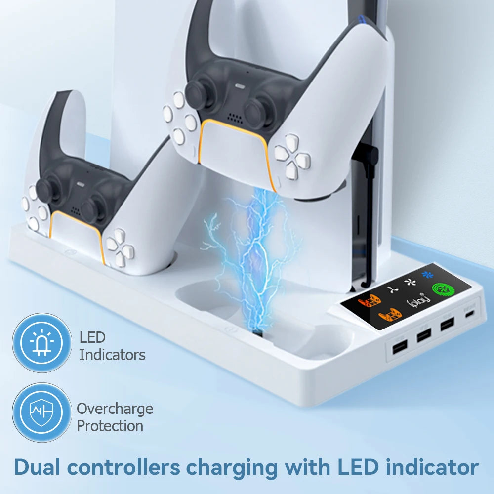 For PS5 Pro & PS5 Slim Multifunctional Cooling Station Controller Charging Stand Compatible With PS5 Pro With Headphone Holder