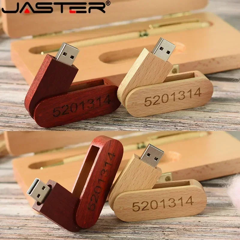 JASTER  USB Flash Drive  Beech Ballpoint Pen Case+ U stick 2.0 4GB 8GB 16GB 32GB 64GB Pendrive Exquisite Gift (Free Custom Logo)