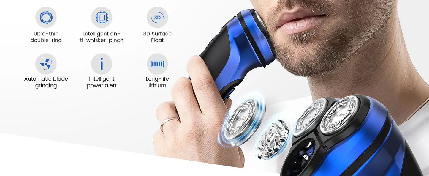 SEJOY Rechargeable Wet & Dry Use Electric Shaver Pop-up Hair Trimmer Rotary Shaving Machine Razor