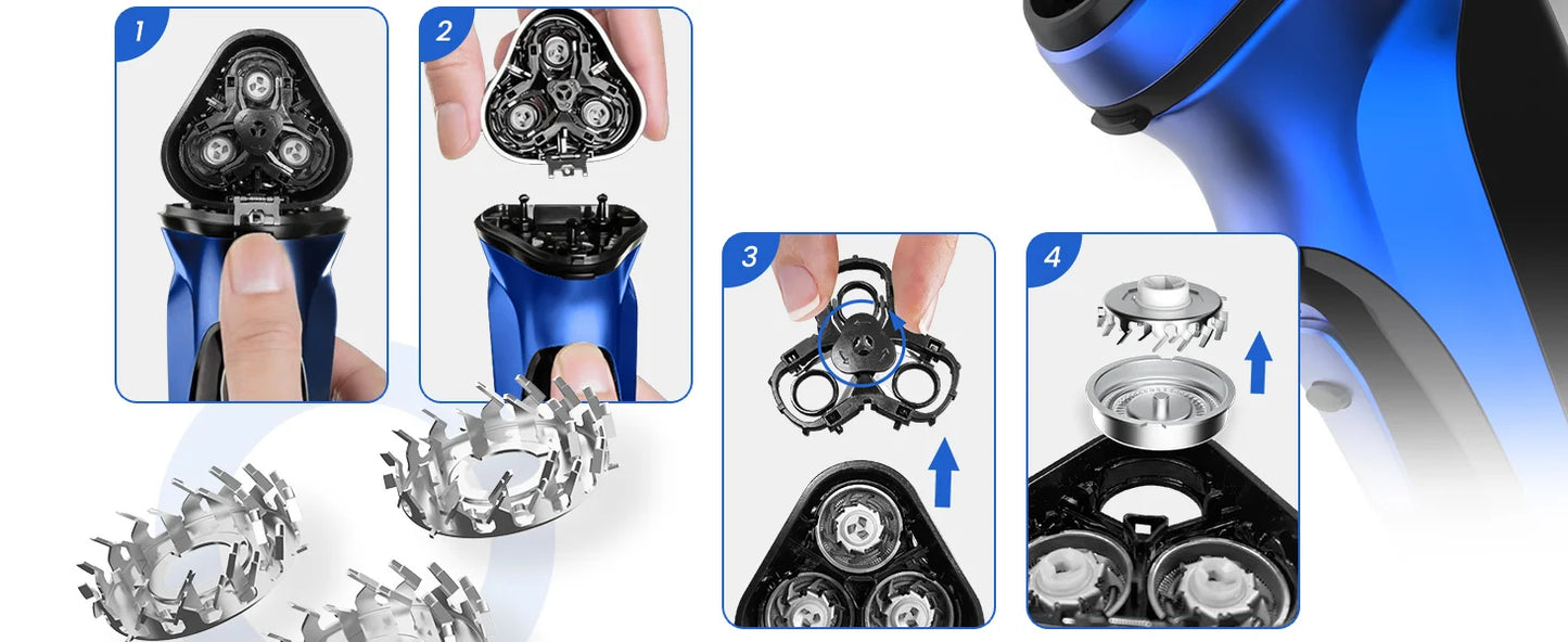 SEJOY Rechargeable Wet & Dry Use Electric Shaver Pop-up Hair Trimmer Rotary Shaving Machine Razor