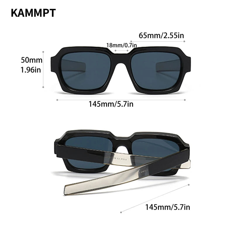 KAMMPT Vintage Square Sunglasses Men 2023 New in Fashion Shades Women Trendy Ins Luxury Brand Designer UV400 Protection Eyewear