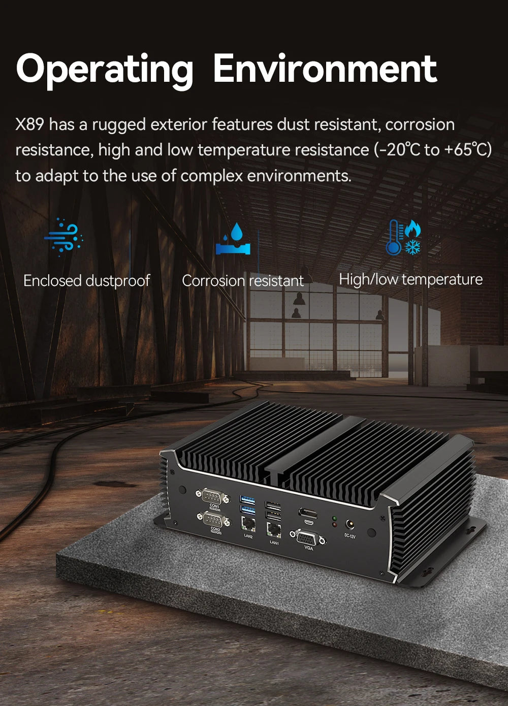 XCY Industrial Fanless Mini PC Intel i5-7200U 6x COM RS232 RS485 2x Mini PCIe Support WiFi 4G LTE CAN-Bus Windows Linux IPC