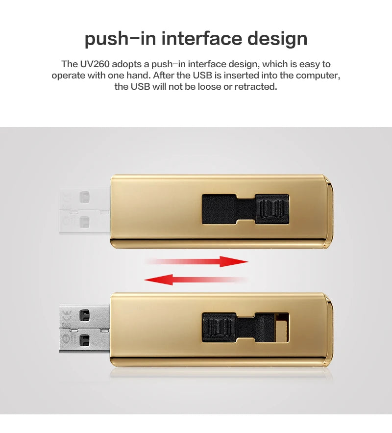 ADATA Gold USB 2.0 Pen Drive UV260 32GB Metal USB Flash Drive for Computer