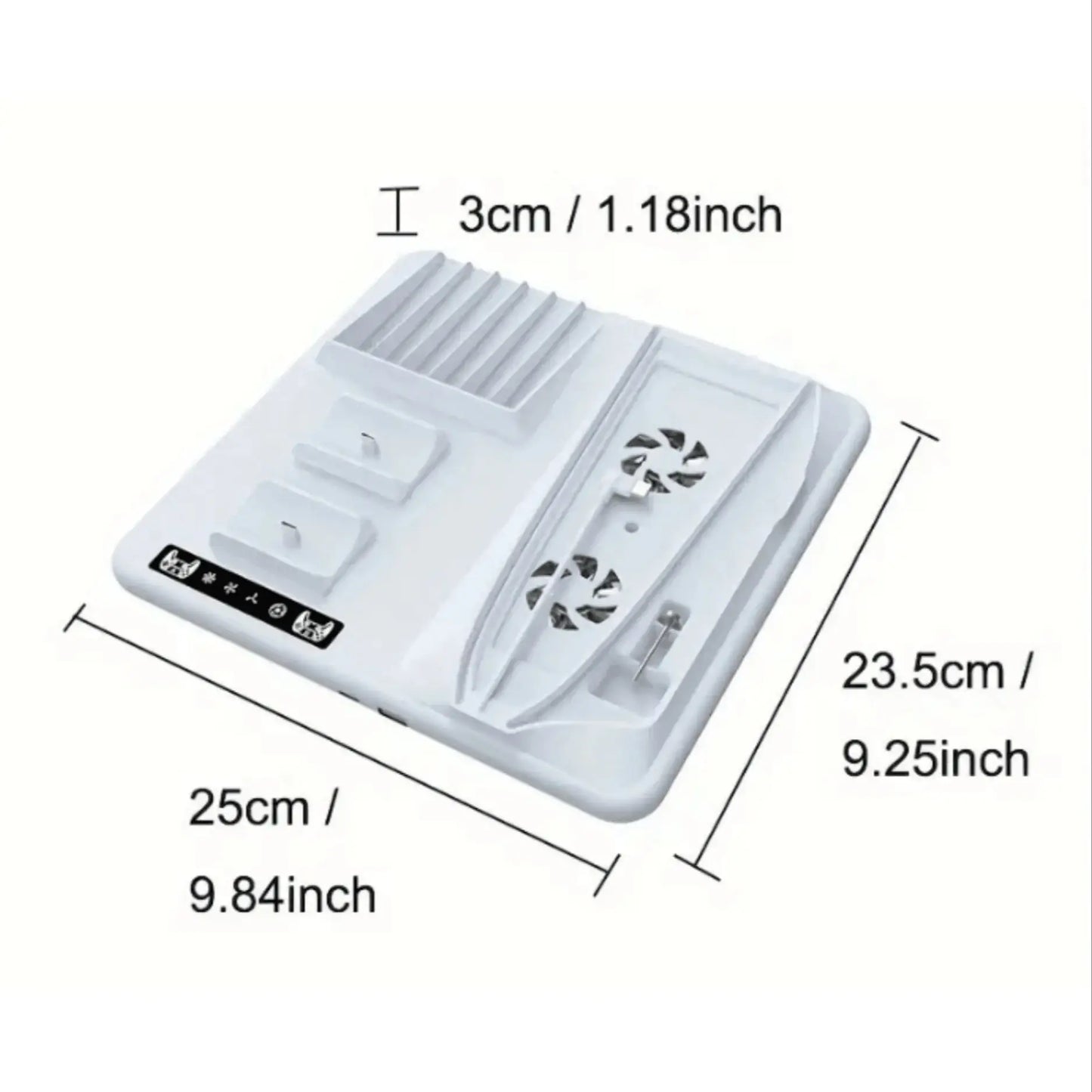 Multi-Function Cooling Base with Disc Storage RackSuitable for PS5Slim Game Console, PS5 Controller,Two-seat Charger with Headse