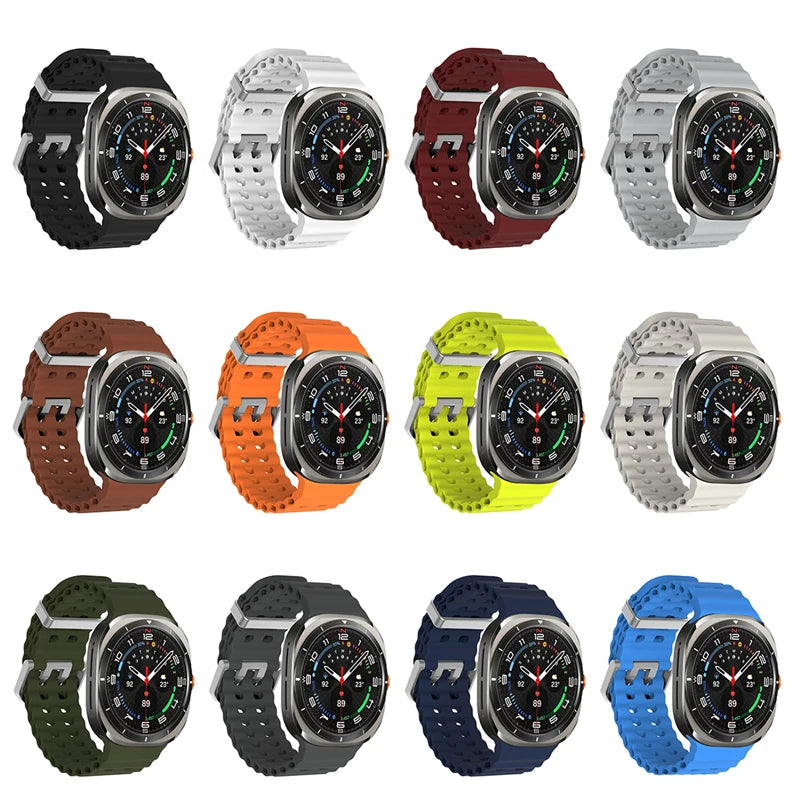 1:1 Marine Band For Samsung Galaxy Watch Ultra 47mm Strap Accessories Sport Silicone Bracelet Correa For Samsung Galaxy Ultra 47