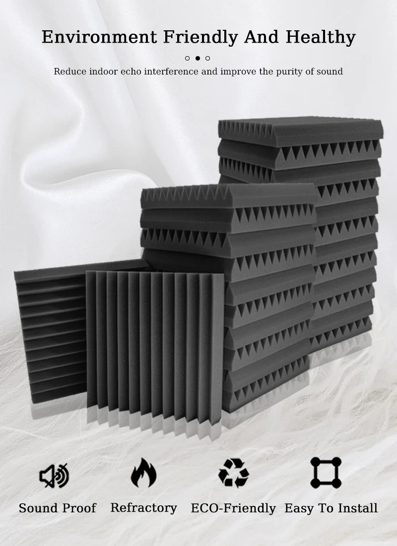 TOUO Acoustic Treatment Foam Wall Panels 6-24 Pcs Soundproofing Fireproof Sticker Sound Insulator For Studio Home