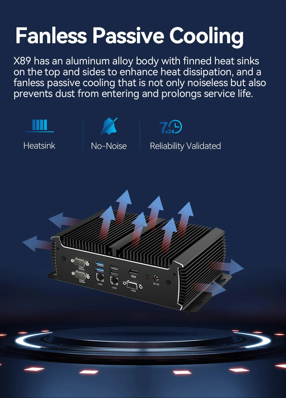 XCY Industrial Fanless Mini PC Intel i5-7200U 6x COM RS232 RS485 2x Mini PCIe Support WiFi 4G LTE CAN-Bus Windows Linux IPC