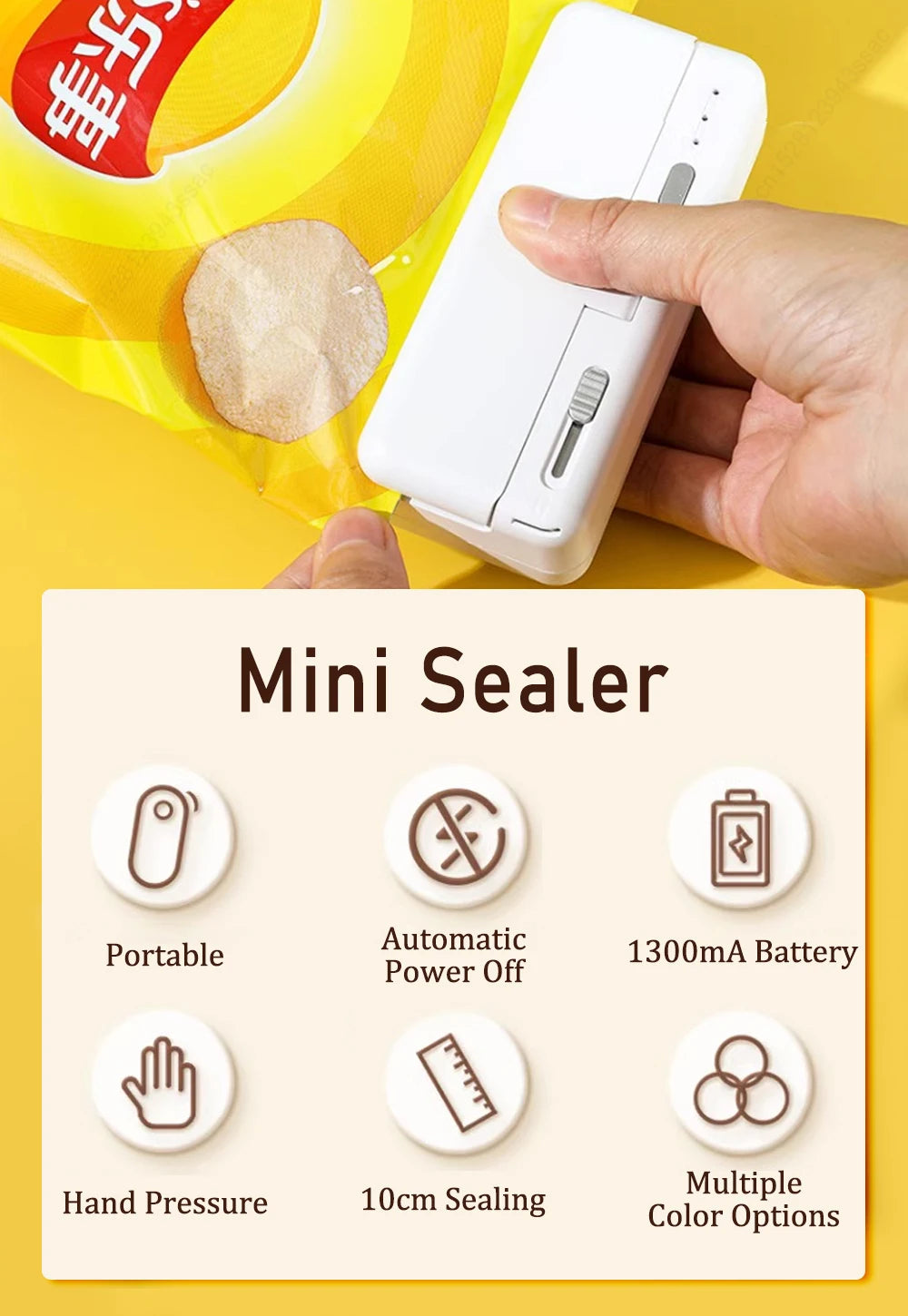 Plastic Bag Sealer Mini Heat Bag Sealing Machine Food Packaging Plastic Bags Sealer Clip Bag Handheld Rechargeable Heat Sealer