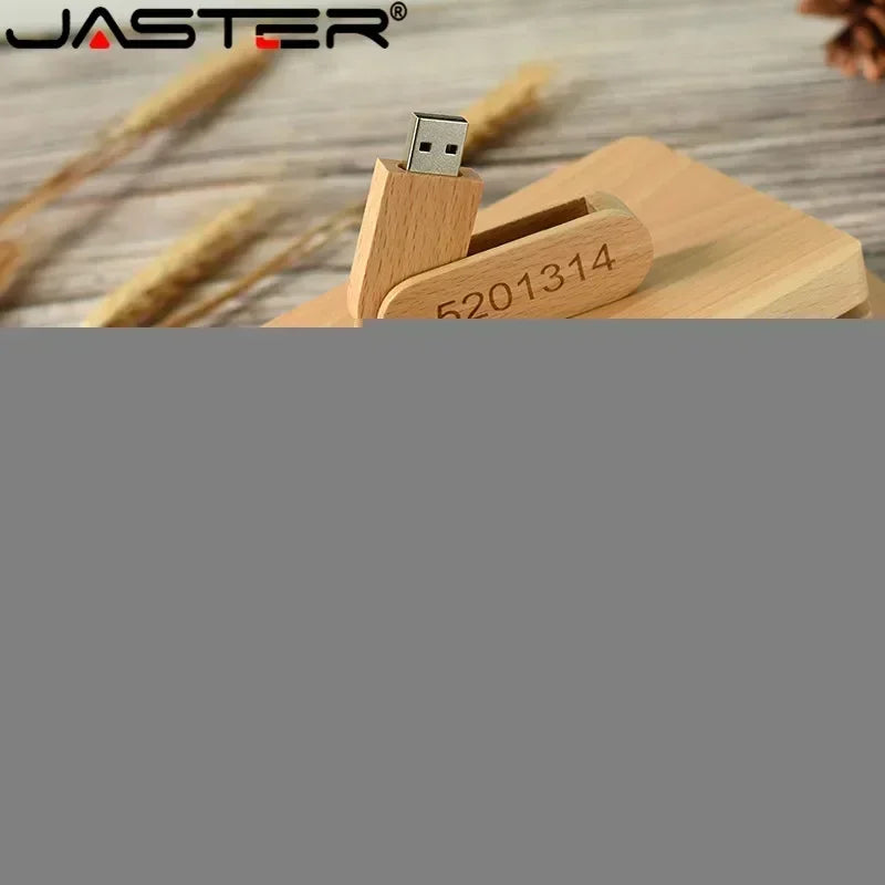 JASTER  USB Flash Drive  Beech Ballpoint Pen Case+ U stick 2.0 4GB 8GB 16GB 32GB 64GB Pendrive Exquisite Gift (Free Custom Logo)