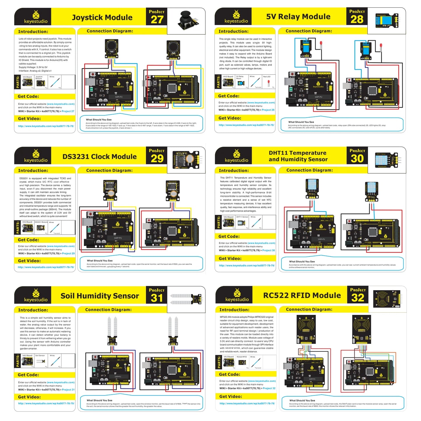 NEW ! Keyestudio Super Starter kit with V4.0 Board for Arduino Starter kit for UNOR3 32Projects + Tutorial W/Gift Box