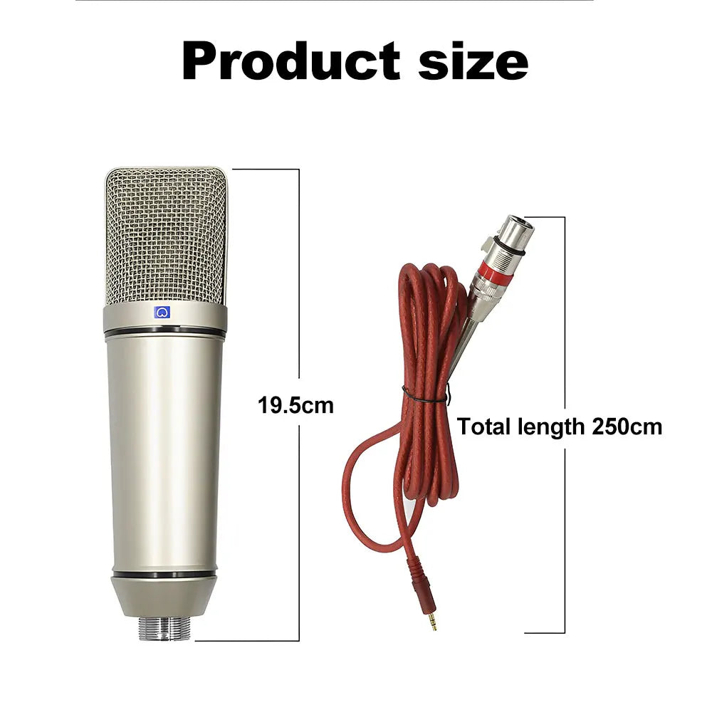 Professional Condenser Microphone Cardioid Studio Mic For Computer Gaming Recording Singing Podcast Sound Card For YouTube