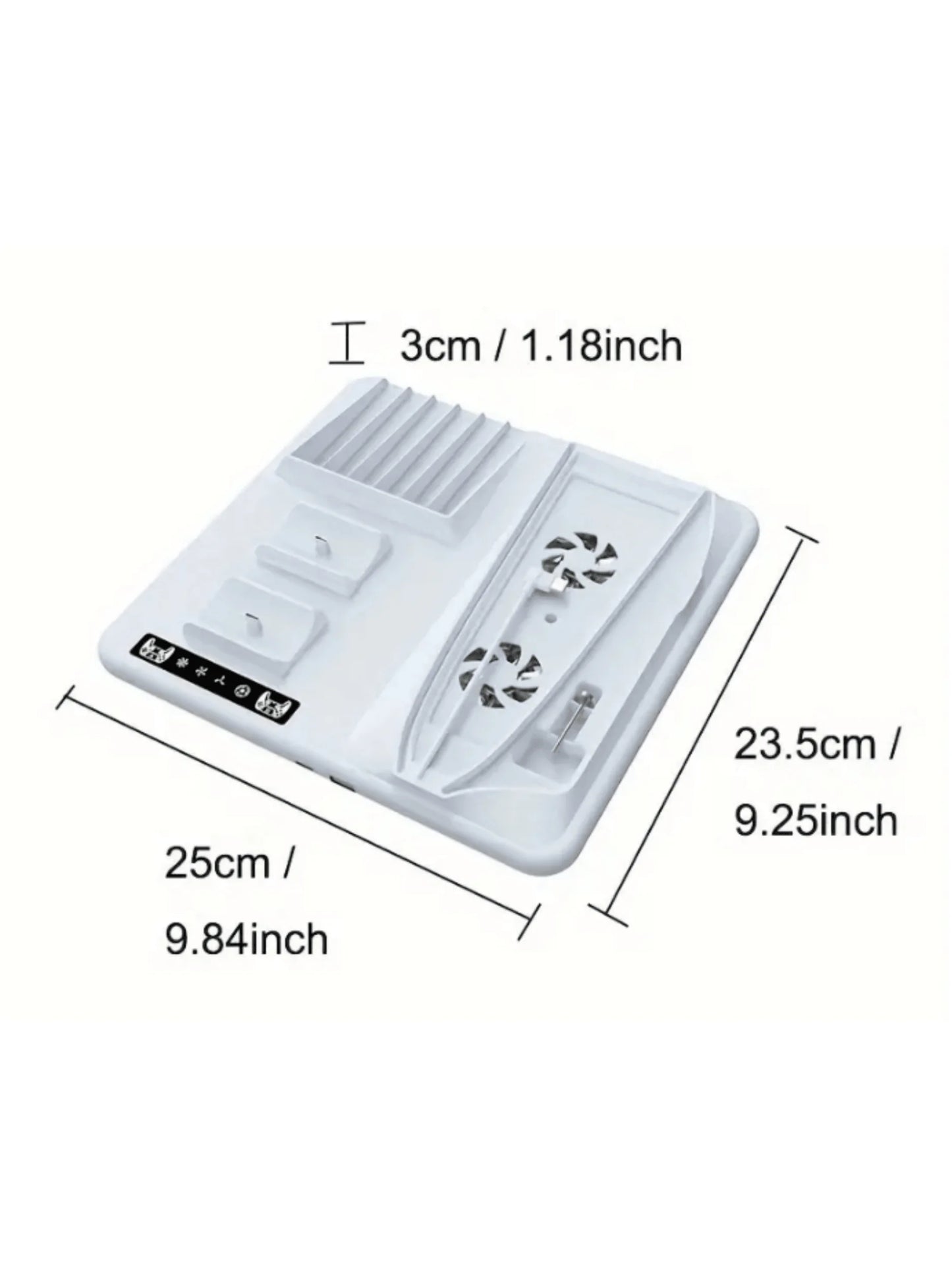 Multi-Function Cooling Base with Disc Storage RackSuitable for PS5Slim Game Console, PS5 Controller,Two-seat Charger with Headse