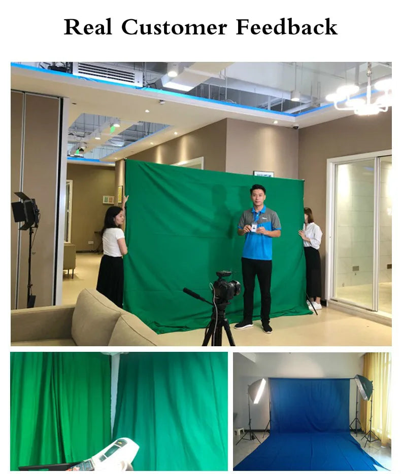 Photography Backdrops Green Screen Chromakey Shooting Background Cloth Polyester Cotton Photo Studio with Stand for Live 3X6M