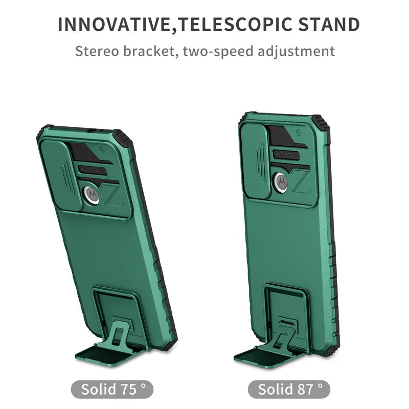 For Motorola Moto G Stylus 5G G Pure Power 2021 Case Slide Camera Lens Rugged Armor Cases For E7 E7i Power Stand Holder Cover