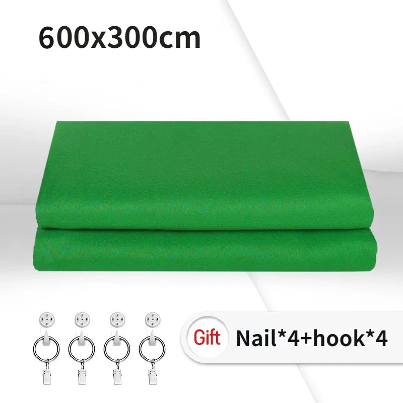 Photography Backdrops Green Screen Chromakey Shooting Background Cloth Polyester Cotton Photo Studio with Stand for Live 3X6M