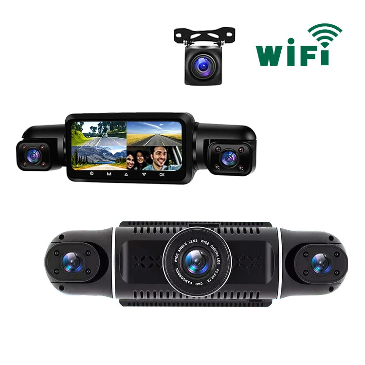 Q9pro 360 Degrees Dash Cam 4 Channel 1080p FHD Car Recorder super Night Vision 3.39” IPS Screen Loop Recording Parking Monitor