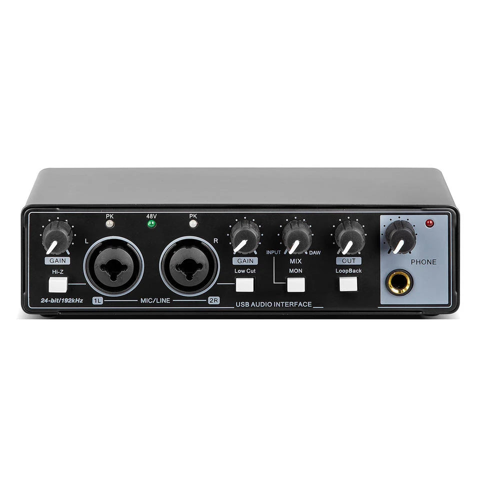 Sound Card Studio Record Professional USB Audio Interface Sound Equipment With Loopback Monitoring 48V Phantom for Recording