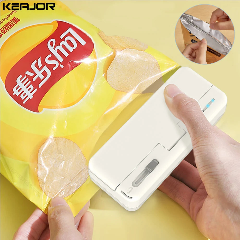 Plastic Bag Sealer Mini Heat Bag Sealing Machine Food Packaging Plastic Bags Sealer Clip Bag Handheld Rechargeable Heat Sealer