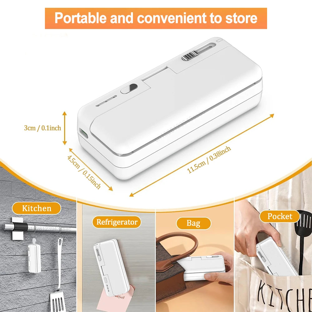 Plastic Bag Sealer Mini Heat Bag Sealing Machine Food Packaging Plastic Bags Sealer Clip Bag Handheld Rechargeable Heat Sealer