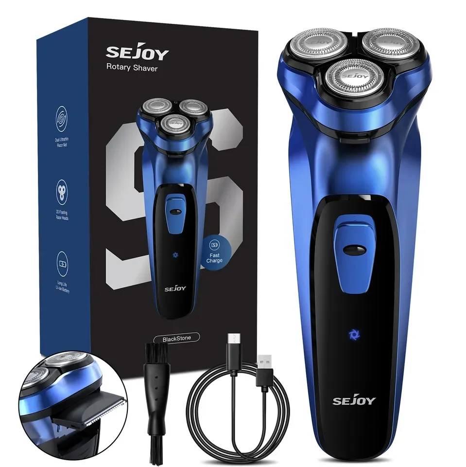 SEJOY Rechargeable Wet & Dry Use Electric Shaver Pop-up Hair Trimmer Rotary Shaving Machine Razor