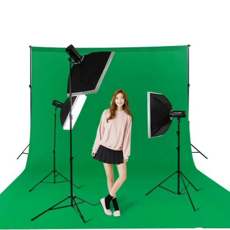 Photography Backdrops Green Screen Chromakey Shooting Background Cloth Polyester Cotton Photo Studio with Stand for Live 3X6M