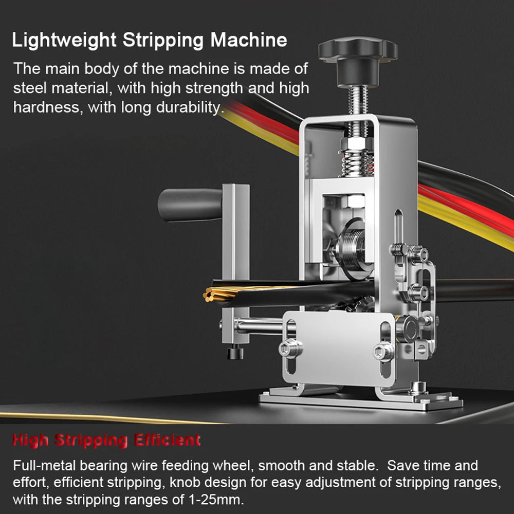 Portable Household Wire Stripper Manual Wire Stripping Tool 1-25mm Cable Electric Peeling Machine with Hand Crank