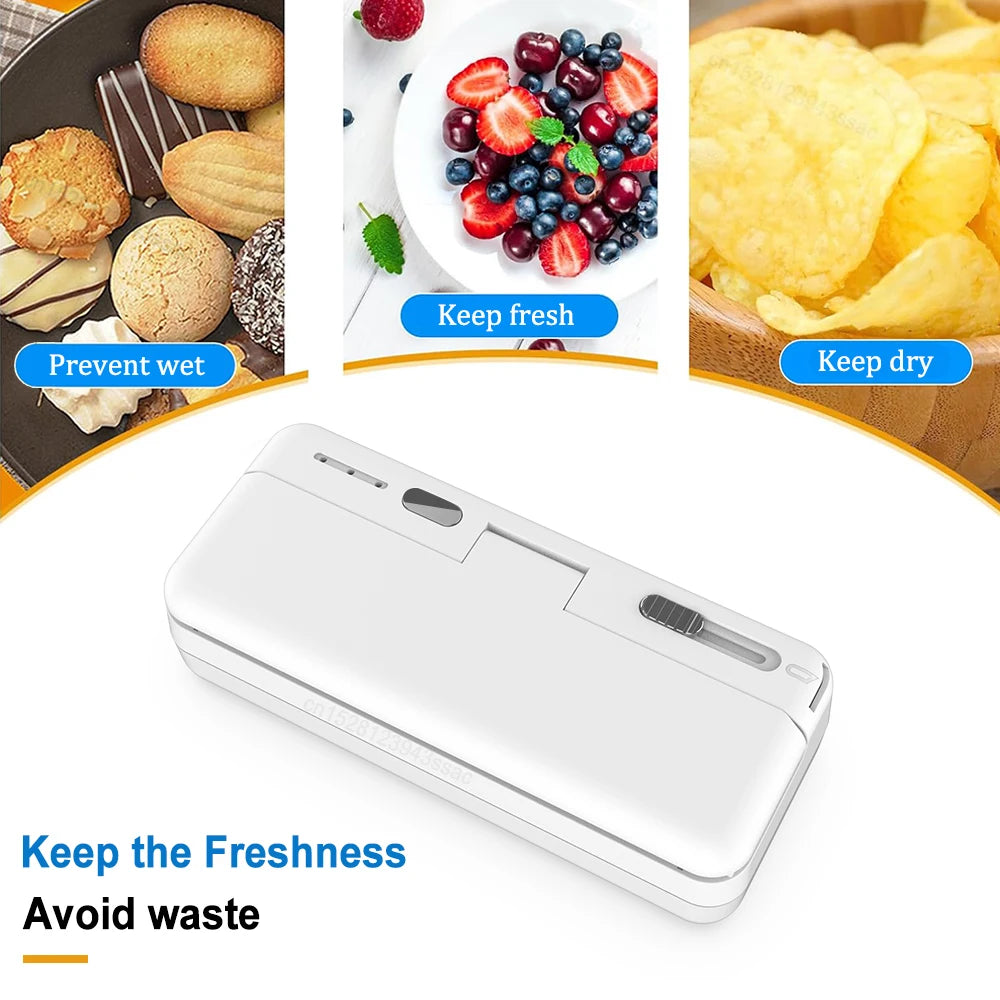 Plastic Bag Sealer Mini Heat Bag Sealing Machine Food Packaging Plastic Bags Sealer Clip Bag Handheld Rechargeable Heat Sealer