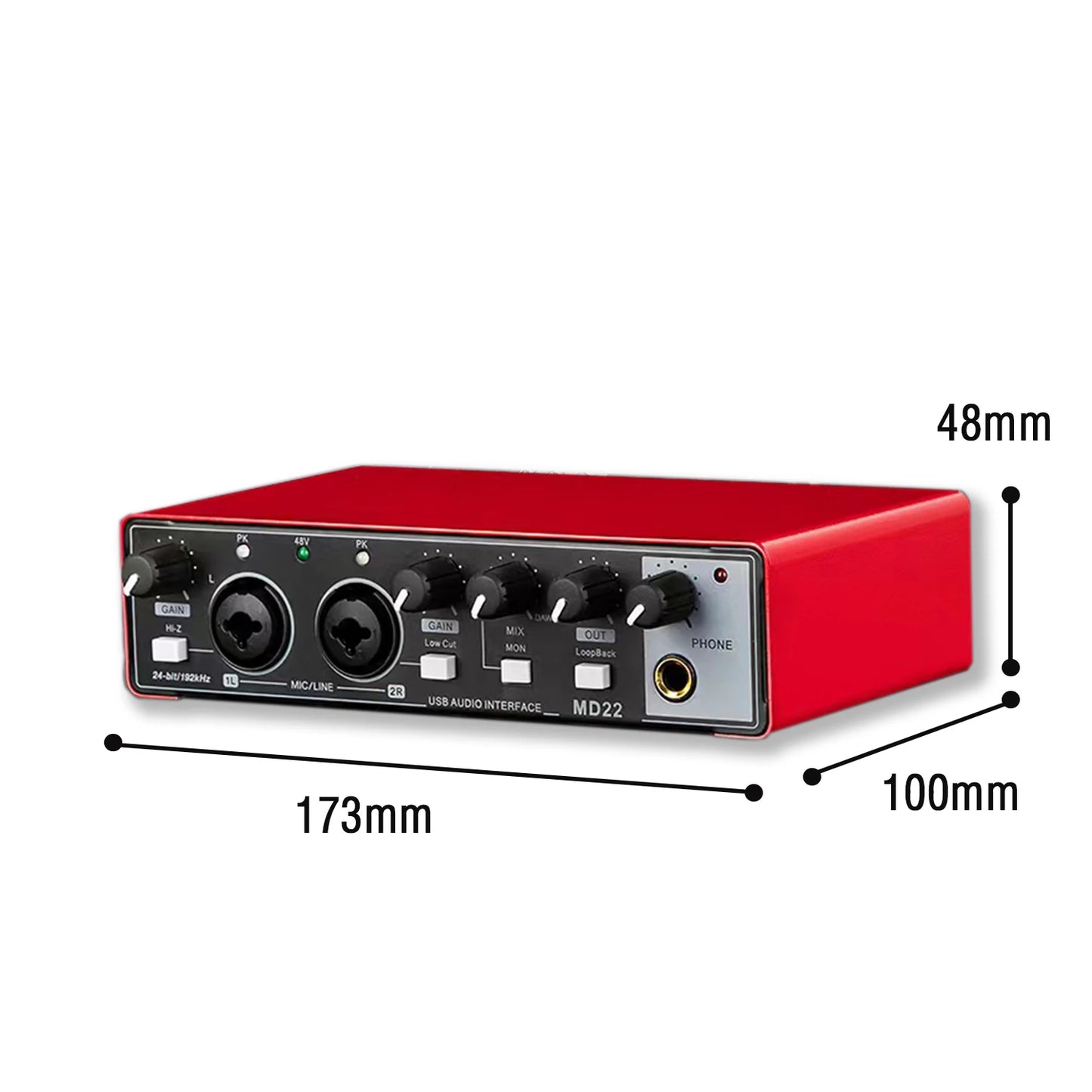 Sound Card Studio Record Professional USB Audio Interface Sound Equipment With Loopback Monitoring 48V Phantom for Recording