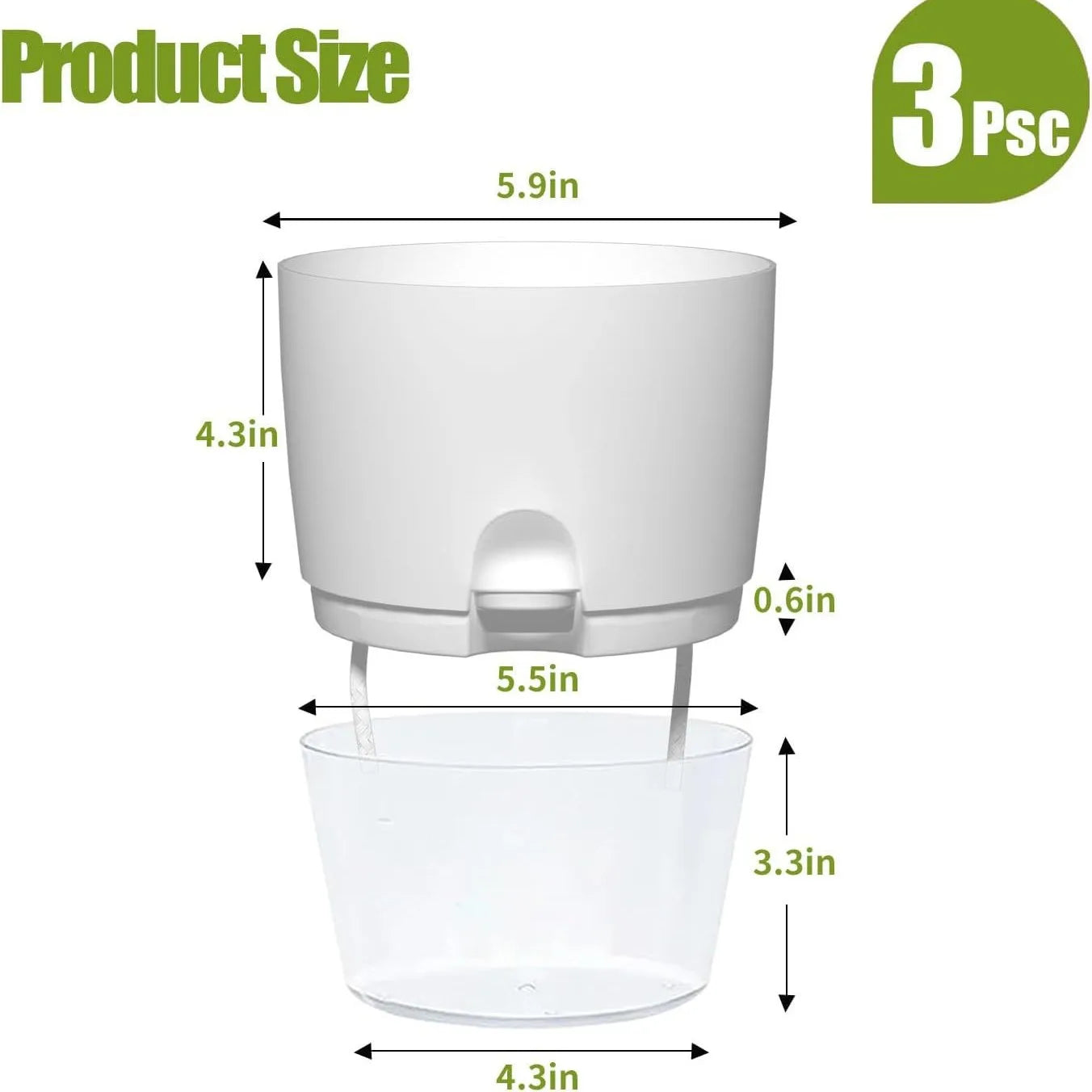 Flowerpots 3 Set Transparent Plastic Double-deck And Self-absorbent Cotton Rope Lazy Flower Pot Fashion Flowerpot Garden Supplie