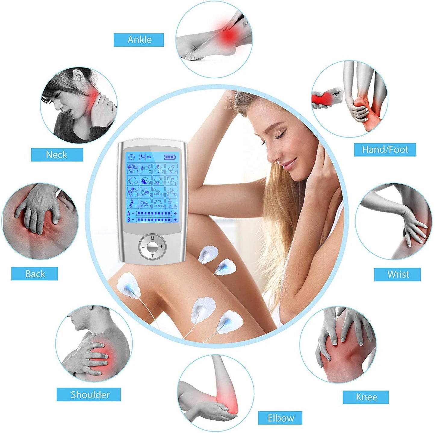 New Tens Unit Relax Muscle Stimulator Body Massage Digital Therapy 16 Modes EMS Acupuncture Slimming Machine Electrostimulator