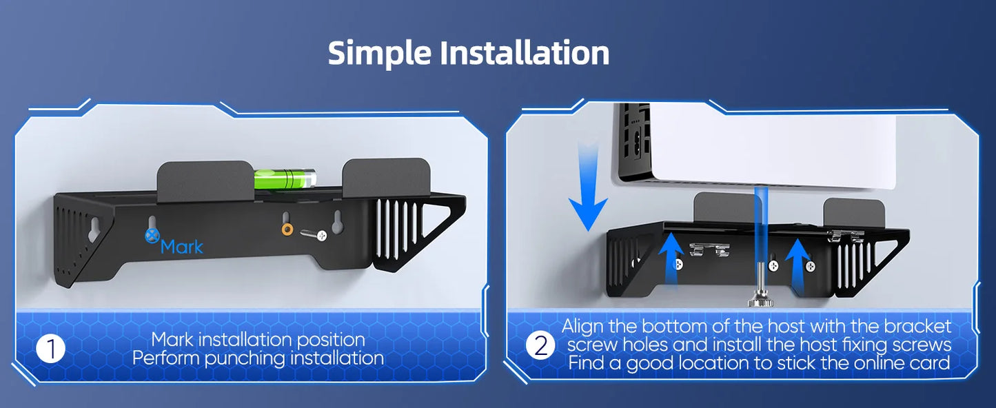 For PS5/PS5 Slim/PS5 Pro Wall Mount Kit Dual Charging Station Compatible With Playstation 5 Controller Headset Holder With Light