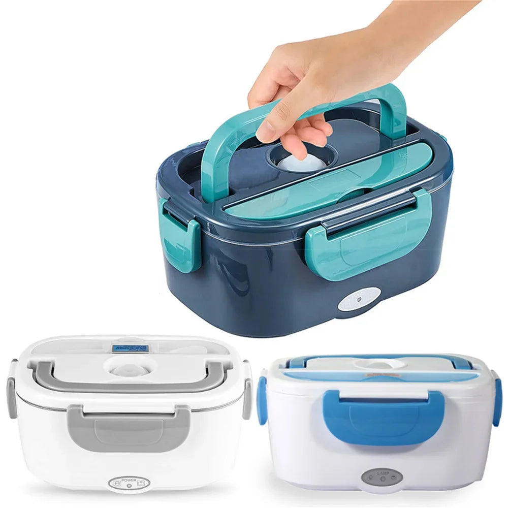 2 in1 Home Car Electric Lunch Box Stainless Steel Food Heating Bento Box 12V 24V 110V 220V Food Heated Warmer Container Set #20