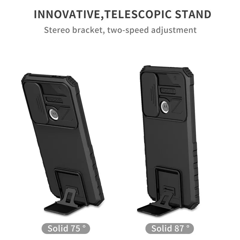 For Motorola Moto G Stylus 5G G Pure Power 2021 Case Slide Camera Lens Rugged Armor Cases For E7 E7i Power Stand Holder Cover