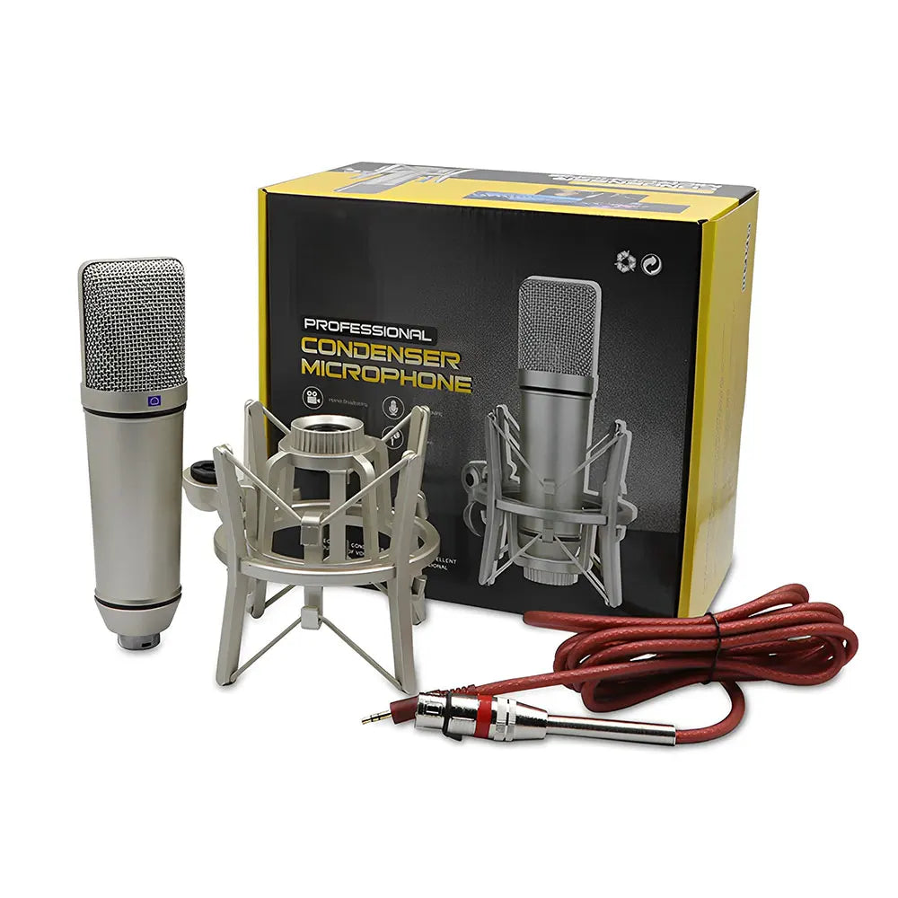 Professional Condenser Microphone Cardioid Studio Mic For Computer Gaming Recording Singing Podcast Sound Card For YouTube