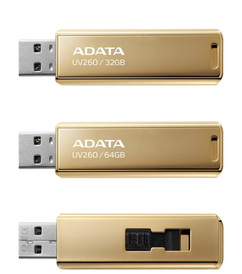 ADATA Gold USB 2.0 Pen Drive UV260 32GB Metal USB Flash Drive for Computer