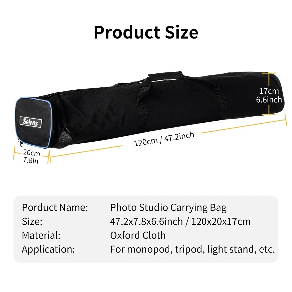 Selens 120cm Photography Nylon Waterproof Storage Bag Photo Studio Kits Photography Equipment Padd Zipper Light Stand Bag