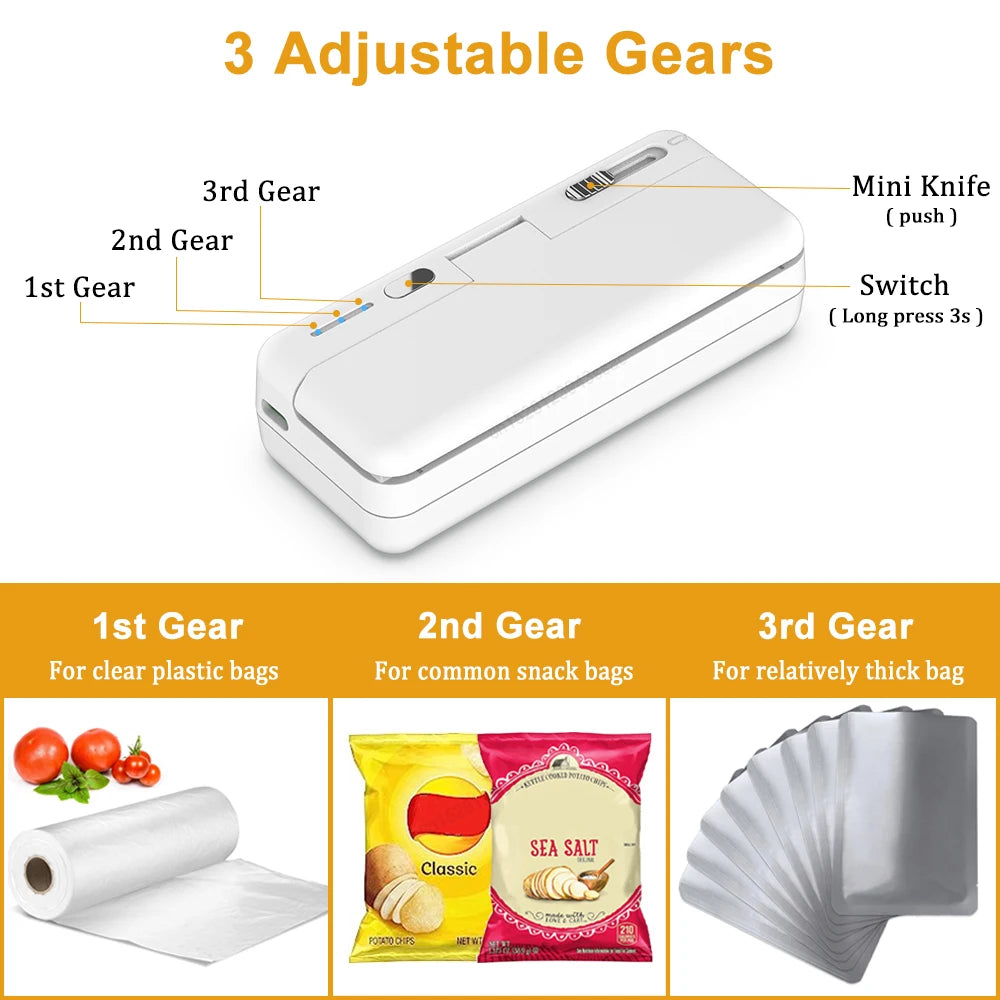 Plastic Bag Sealer Mini Heat Bag Sealing Machine Food Packaging Plastic Bags Sealer Clip Bag Handheld Rechargeable Heat Sealer