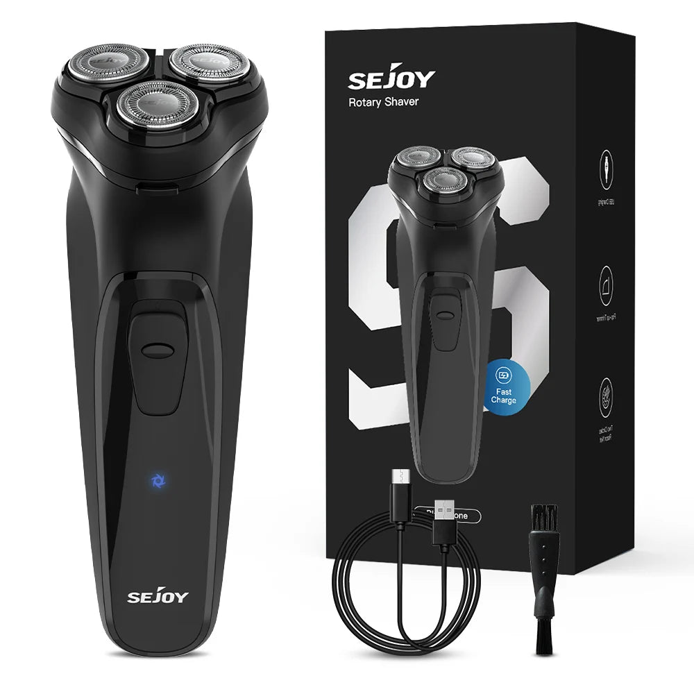 SEJOY Rechargeable Wet & Dry Use Electric Shaver Pop-up Hair Trimmer Rotary Shaving Machine Razor