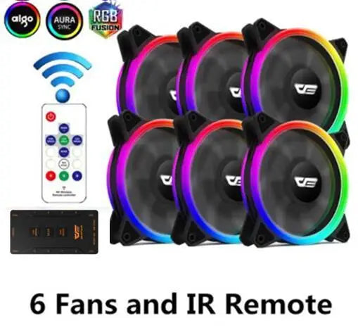 Darkflash DR11 PRO aura sync ARGB Mute 120mm FAN PC Computer Case Cooling Fan RGB remote control Double halo Cooler 12CM LED Fan