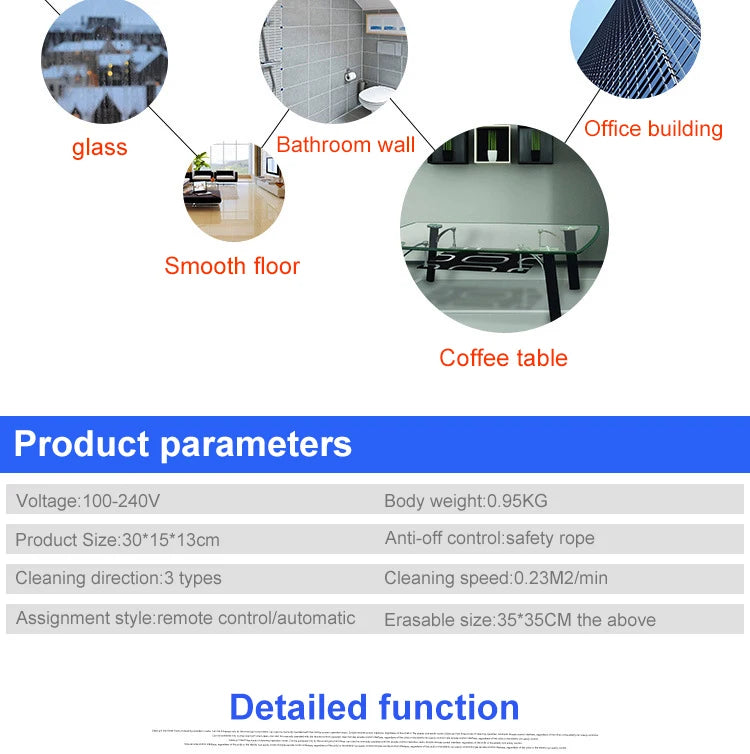 Window cleaning robot household intelligent vacuum remote control anti fall electric window washer glass cleaner