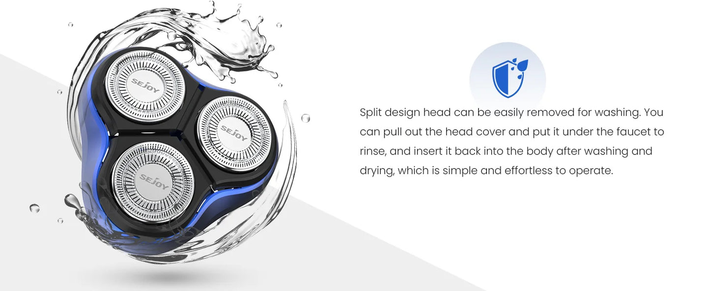 SEJOY Rechargeable Wet & Dry Use Electric Shaver Pop-up Hair Trimmer Rotary Shaving Machine Razor