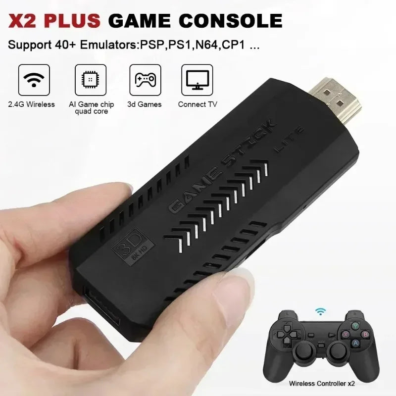 X2 Plus GD10 Game Stick 256G 4K HD Video Game Console Double Wireless 2.4G Controller Retro Console Christmas Gift