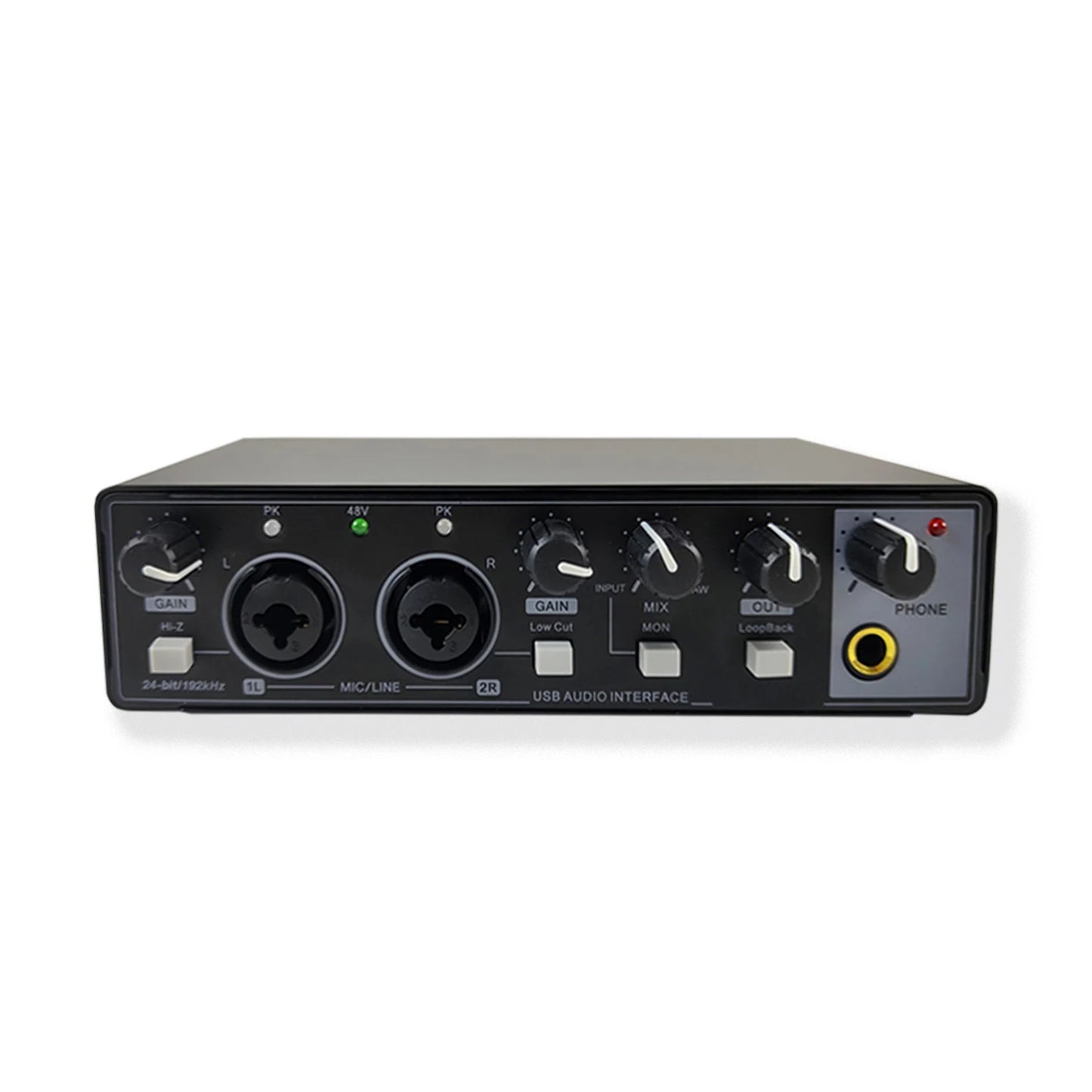 Sound Card Studio Record Professional USB Audio Interface Sound Equipment With Loopback Monitoring 48V Phantom for Recording