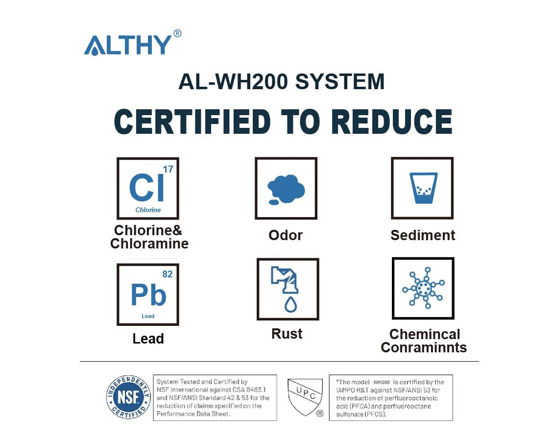 ALTHY Whole House Drinking Water Filter Purifier System, Certified to Removes Lead, Chlorine,Sediment, Chemincal &Odor