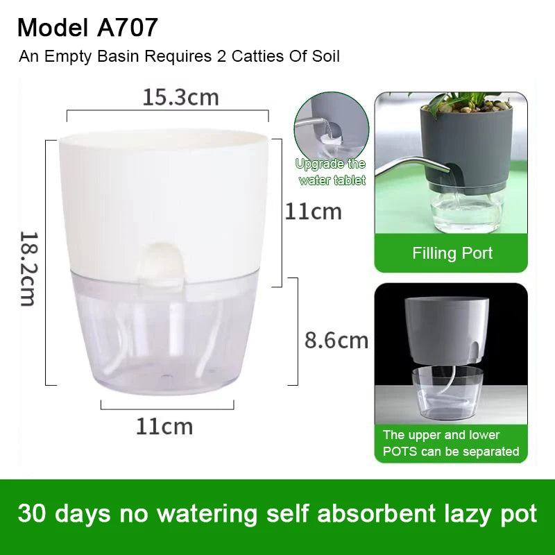 Flowerpots 3 Set Transparent Plastic Double-deck And Self-absorbent Cotton Rope Lazy Flower Pot Fashion Flowerpot Garden Supplie