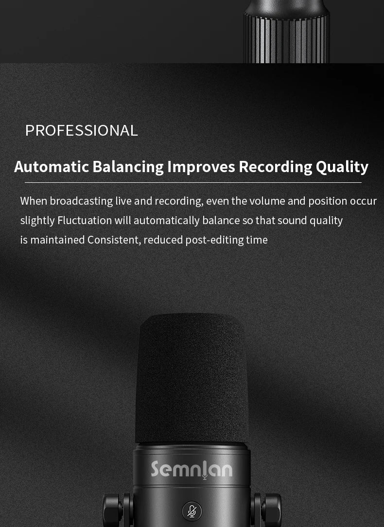 SEMNLAN Dynamic Microphone XLR/USB Online Game Streaming Podcast Live PC Song Phone Recording RGB YouTube Video Studio Mic MK-8