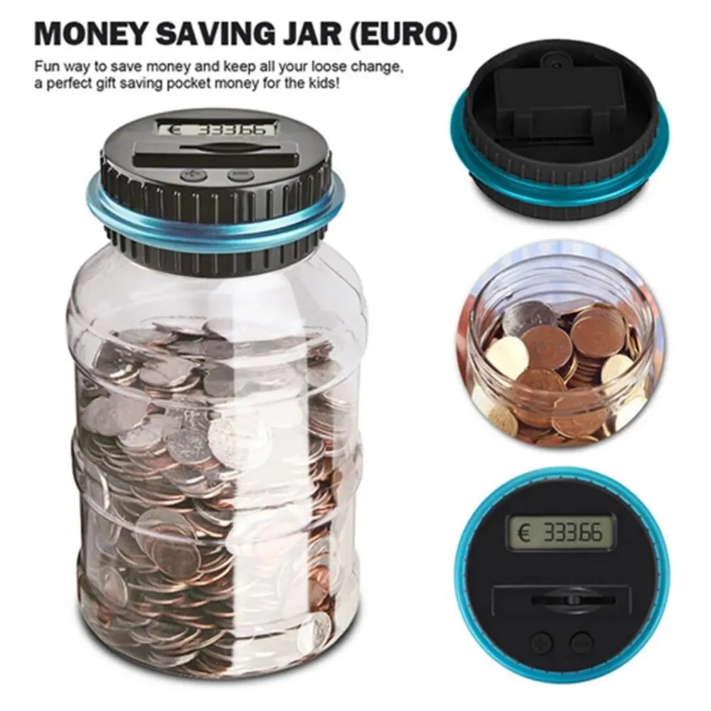 Electronic Piggy Bank Counter Coin Digital LCD Counting Coin Money Saving Box Jar Coins Storage Box For USD EURO Money Gifts