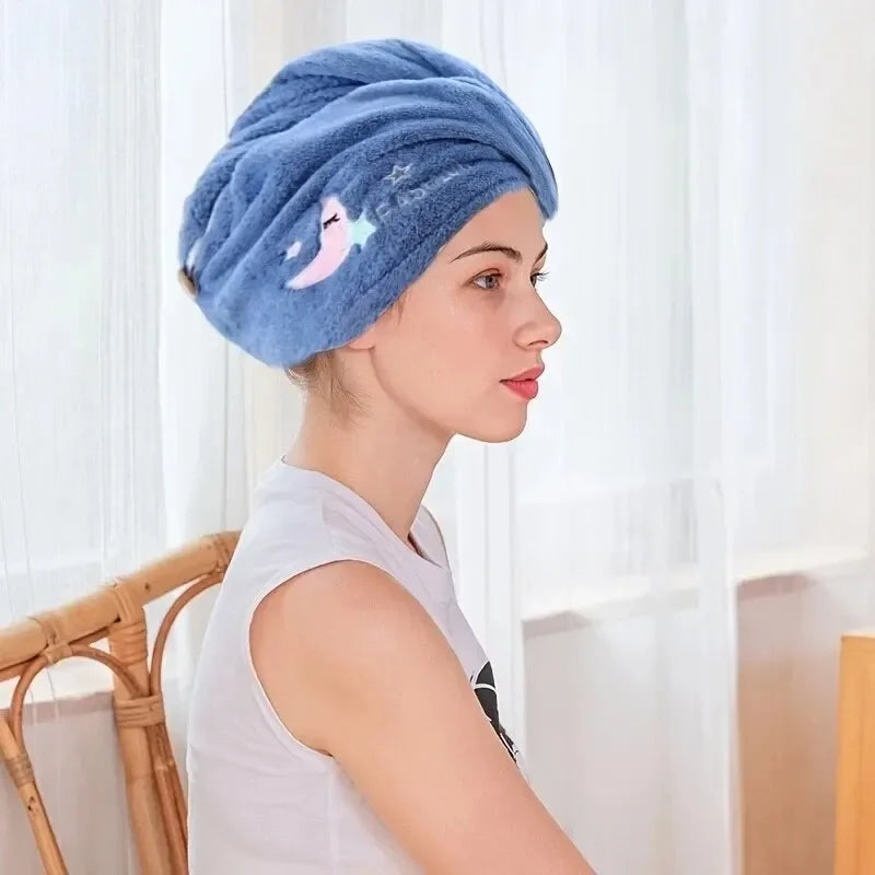 1pc Quickly Dry Hair Hat Super Absorbent Soft Bathroom Women Head Towels Girls Cute Hair Towel Hair Dry Wrap Bonnets