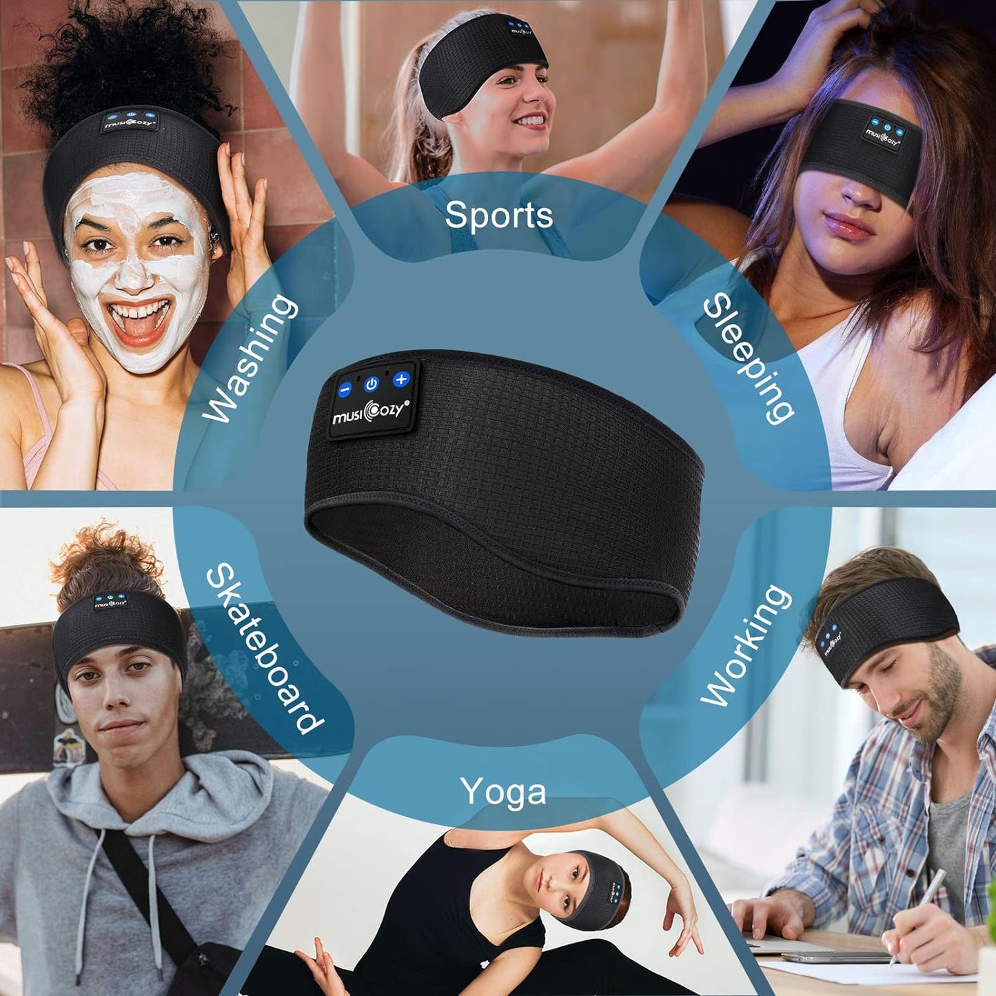 Sleep Headphones Wireless, Bluetooth Headband Sports Sleeping Headphones Sleep Mask Earbuds Breathable Music Headband with Bluetooth 5.2, Perfect for Workout Running Insomnia Travel Yoga