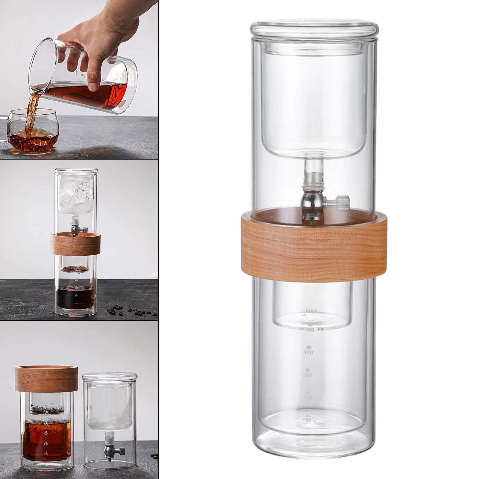 Glass Ice Drip Coffee Pot Portable Coffee Mug Cold Drip Coffee Maker Drip Pot